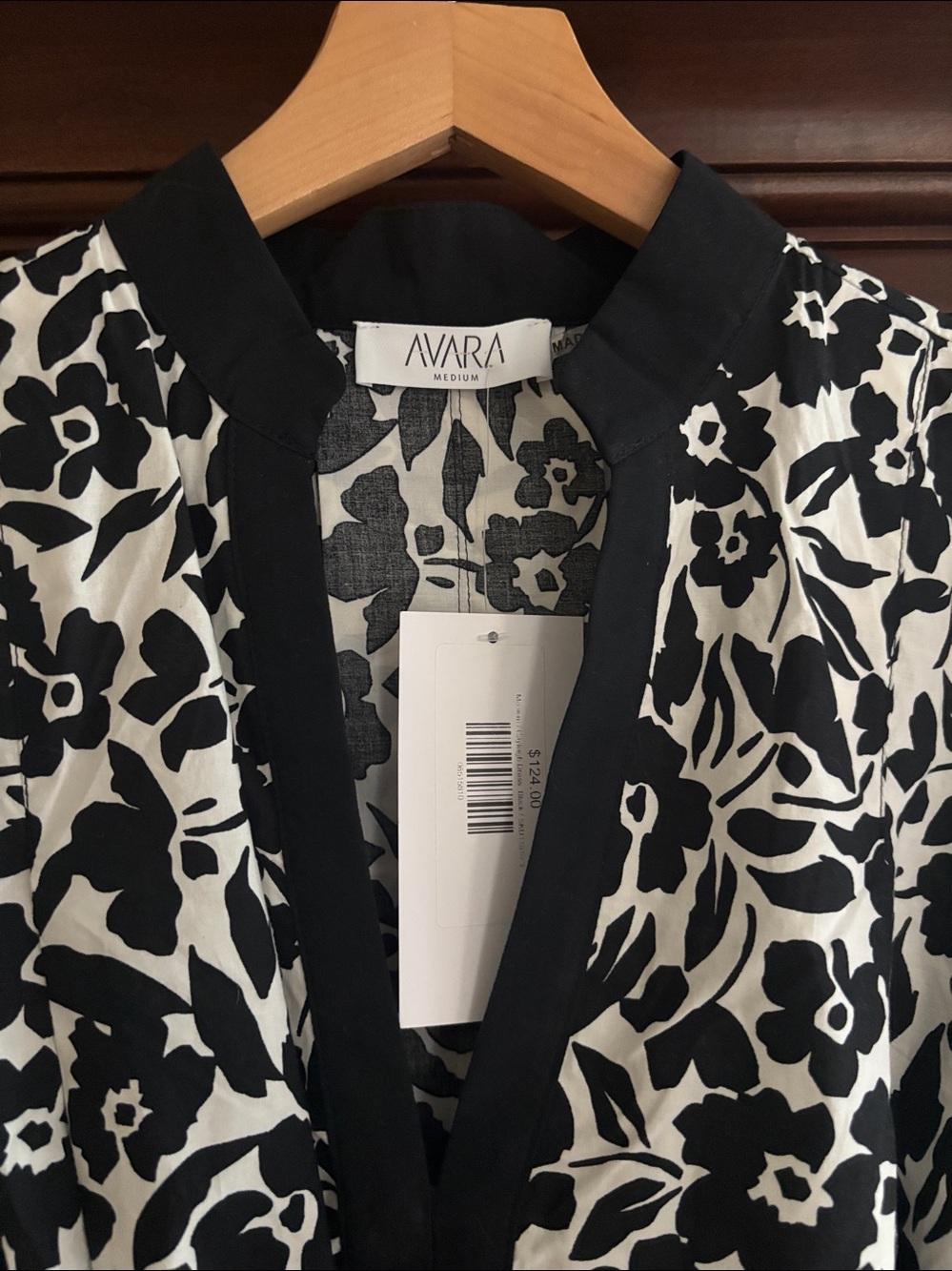 Avara Medium black and white floral midi dress with tie waist. NWT - Picture 2 of 7